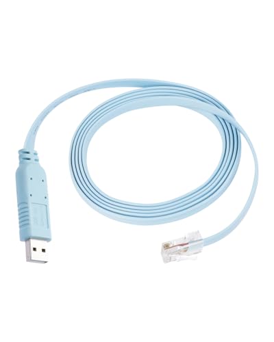 GELRHONR USB zu RJ45 Konsolenkabel, USB Stecker zu RJ45 Stecker Serielles Konsolenkabel Adapter Link Router/Switches für Computer/Laptops in Windows, OS, Linux-Blau (1.8M/6Ft) von GELRHONR