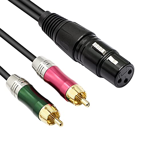 GELRHONR XLR auf 2 RCA Y-Splitter Audiokabel, unsymmetrisch 3 Pin XLR Buchse auf Dual RCA Stecker Kabel Kabel Vergoldeter Anschluss für Lautsprechermikrofon - 0.3M/1Ft von GELRHONR