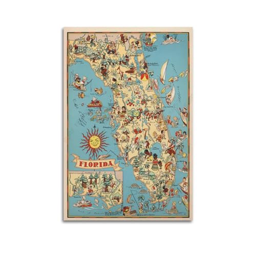 GELS Amerika Retro Karte Poster 1930 Florida State Dekorative Malerei Leinwand Kunst Bild 30 x 45 cm GELS Amerika Retro Karte Poster 1930 Florida State Dekorative Malerei Leinwand Kunst Bild 30 x 45 cm von GELS