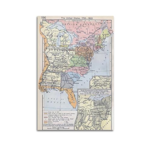 GELS Historische Karte der Vereinigten Staaten 1783–1803 Vintage-Poster, dekoratives Gemälde, Leinwand-Kunstbild, 60 x 90 cm GELS Historische Karte der Vereinigten Staaten 1783–1803 Vintage-Poster, dekoratives Gemälde, Leinwand-Kunstbild, 60 x 90 cm von GELS