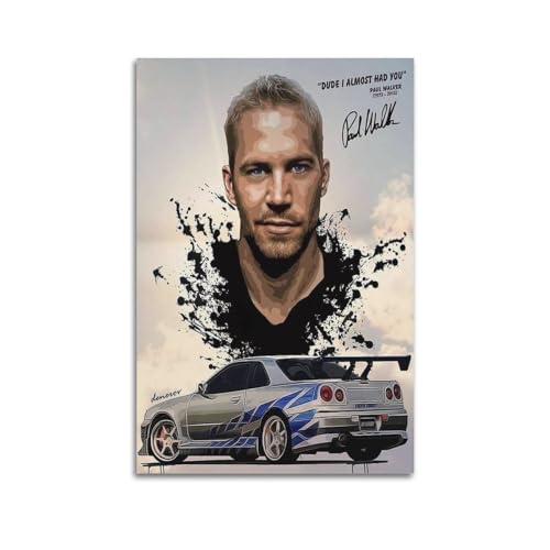 GELS JDM Style Poster für Skyline R34 GTR Sportwagen, dekoratives Gemälde, Leinwand, Kunstbild, 60 x 90 cm von GELS