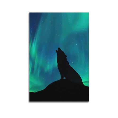 GELS Leinwandbild, Motiv: Aurora, Bergwolf und Nordlichter, 40 x 60 cm GELS Leinwandbild, Motiv: Aurora, Bergwolf und Nordlichter, 40 x 60 cm von GELS