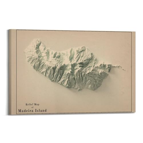 GELS Portugal Madeira Karte Vintage Relief 2D Karte Poster Dekorative Malerei Leinwand Kunst Bild 20 x 30 cm GELS Portugal Madeira Karte Vintage Relief 2D Karte Poster Dekorative Malerei Leinwand Kunst Bild 20 x 30 cm von GELS