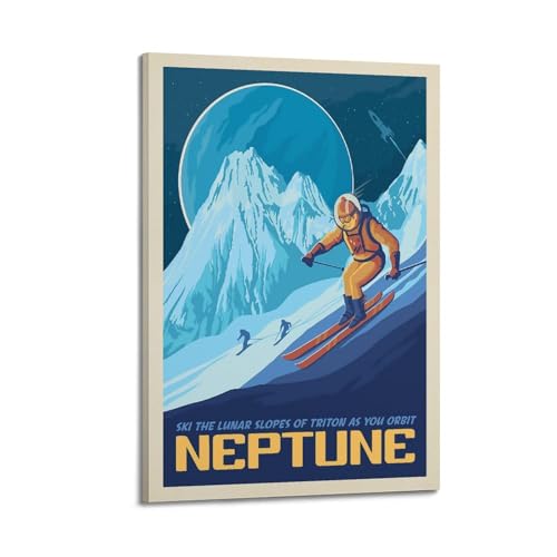 GELS Vintage Neptun Weltraum Poster Dekorative Malerei Leinwand Kunst Bild 30 x 45 cm von GELS