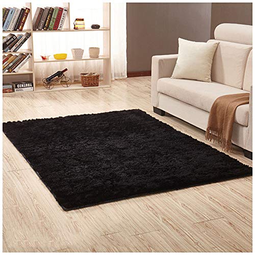 GELing Flauschiger Hochflor Für Wohnzimmer, Schlafzimmer, Kinderzimmer Oder Flur Läufer Plüsch Teppich Super Weicher Bettvorleger Anti-Rutsch Sofa Matte,Schwarz,140x200cm GELing Flauschiger Hochflor Für Wohnzimmer, Schlafzimmer, Kinderzimmer Oder Flur Läufer Plüsch Teppich Super Weicher Bettvorleger Anti-Rutsch Sofa Matte,Schwarz,140x200cm von GELing