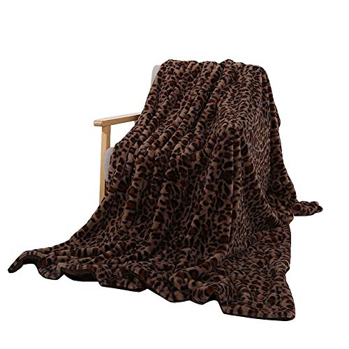 GELing Leopardenmuster Luxusdecke Plüsch warm super weich Decke,Flanell Shaggy Fleecedecke Groß gemütlich Tagesdecke Überwurfdecke Kaffee Leo 130 * 160cm von GELing