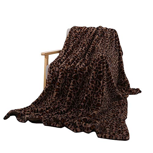 GELing Leopardenmuster Luxusdecke Plüsch warm super weich Decke,Flanell Shaggy Fleecedecke Groß gemütlich Tagesdecke Überwurfdecke Kaffee Leo 160 * 200cm von GELing