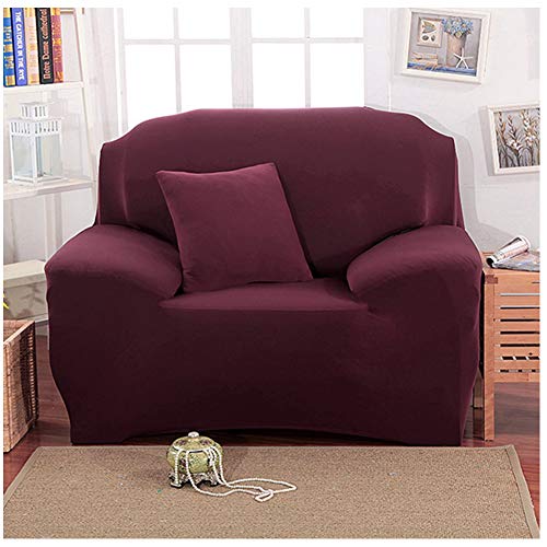Sofabezug Stretch Elastische Sofahusse Sofa Schutz Abdeckung Sofaüberwurf In Verschiedene Größe Und Farbe Burgunderrot 3 Sitzer(190-230CM) von GELing