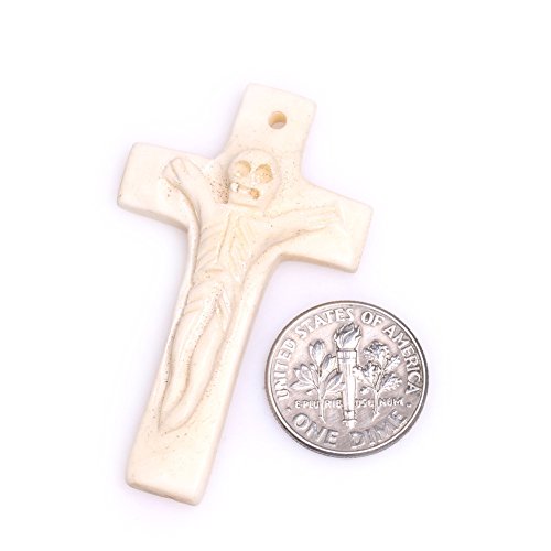 27 x 48 mm Jesus Kreuz, mit Weiß geschnitzten Knochen Perlen für Schmuckherstellung 1 PCS, Stein, 27x48mm White, 27x48mm von GEM-INSIDE CREATE YOUR OWN FASHION