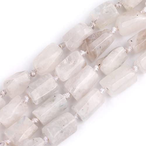 GEM-INSIDE31 Stück 6 x 10 mm natürlicher blauer Mondstein Edelstein facettierte Freiformröhren-Säule Chakra-Perlen für Schmuckherstellung voller 38,1 cm langer Strang von GEM-INSIDE CREATE YOUR OWN FASHION