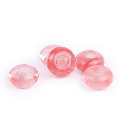 GEM-Inside 10 Stück rosa Wassermelone Kristall 14 mm großes Loch Paracord Kordel Ende Rondelle Donuts Abstandshalter Perlen für Schmuckherstellung Power Energie Chakra Stein von GEM-INSIDE CREATE YOUR OWN FASHION