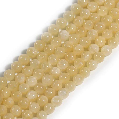 GEM-Inside 4 mm natürlicher gelber Jade-Edelstein, Halbedelstein, mattiert, matt, ungeschliffen, runde Perlen zur Schmuckherstellung, 38,1 cm von GEM-INSIDE CREATE YOUR OWN FASHION