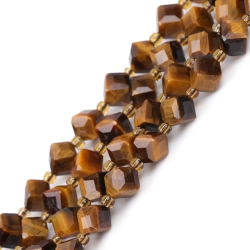 GEM-Inside 40 Stück AAA Grade facettierter diagonaler Würfel quadratisch gelb 6 x 8 mm natürlicher Tigerauge-Jaspis-Stein Edelstein Abstandshalter für Schmuckherstellung von GEM-INSIDE CREATE YOUR OWN FASHION
