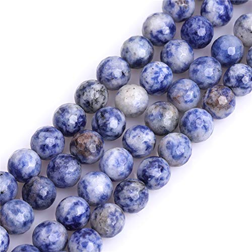 GEM-Inside 8 mm blauer Punkt Sodalith Jaspis Edelstein facettiert runde Perlen für Schmuckherstellung DIY Handarbeit Bastelbedarf 38,1 cm von GEM-INSIDE CREATE YOUR OWN FASHION