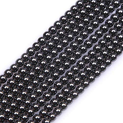 GEM-Inside Halbedelstein-Perlen, 38 cm x 4 mm, schwarze Hämatit, runde Perlen, nicht magnetisch, für Schmuckherstellung von GEM-INSIDE CREATE YOUR OWN FASHION