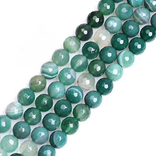 SHG Store Farbe wählbar Rund Facettiert Edelstein Banded Achat Perlen Strang 38,1 cm, Achat, Green 01 von GEM-INSIDE CREATE YOUR OWN FASHION