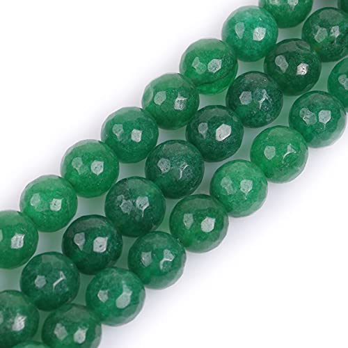 Gem-Inside 10 mm grüne Jade natürlicher Edelstein facettiert runde Halbedelsteine lose Perlen für Schmuckherstellung 38,1 cm Strang von GEM-INSIDE CREATE YOUR OWN FASHION