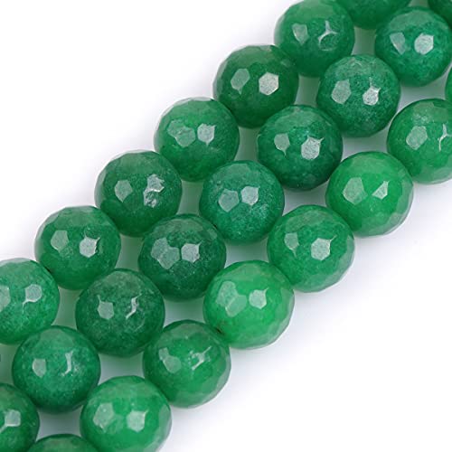 Gem-Inside 14 mm grüne Jade natürlicher Edelstein facettiert runde Halbedelsteine lose Perlen für Schmuckherstellung 38,1 cm Strang von GEM-INSIDE CREATE YOUR OWN FASHION