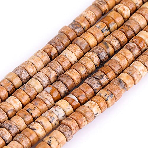 Gem-Inside 2x4mm Natural Khaki Yellow Bild Jaspis Heishi Disc Rondelle Spacer Beads für Schmuckherstellung volle 38,1 cm Strang Energy Stone Healing Power Edelstein von GEM-INSIDE CREATE YOUR OWN FASHION