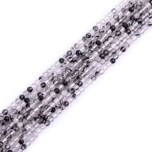 Gem-Inside 3 mm natürlicher, schwarzweißer, linierter Quarz-Edelstein, facettiert, Abstandshalter für Schmuckherstellung, Strang, 38,1 cm von GEM-INSIDE CREATE YOUR OWN FASHION
