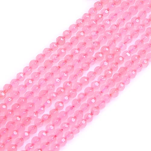 Gem-Inside 4 mm Rose Pink Jade natürlicher Edelstein facettiert runde Halbedelsteine lose Perlen für Schmuckherstellung 38,1 cm Strang von GEM-INSIDE CREATE YOUR OWN FASHION