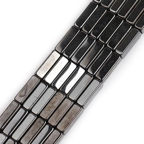 Gem-Inside 4 x 13 mm natürlicher schwarzer magnetischer Hämatit-Stein, Halbedelsteine, Würfelperlen für Schmuckherstellung, Strang, 38,1 cm, Energieheilkraftstein von GEM-INSIDE CREATE YOUR OWN FASHION