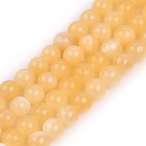 Gem-Inside 6 mm natürliche gelbe Jade, glatte runde Edelstein-Perlen für Schmuckherstellung, Großpackung, volle 38,1 cm, Halbedelsteine, Bastelzubehör von GEM-INSIDE CREATE YOUR OWN FASHION