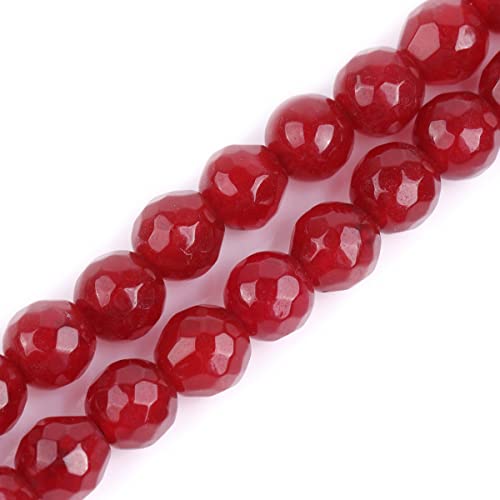 Gem-Inside 6 mm rote Jade, natürlicher Edelstein, facettiert, rund, Halbedelstein, lose Perlen für Schmuckherstellung, 38,1 cm Strang von GEM-INSIDE CREATE YOUR OWN FASHION