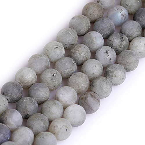 Gem-Inside 8 mm 47 Stück natürliche Labradorit-Steine matt Frost runde Perlen für Schmuckherstellung, Strang 38,1 cm Perlen Halbedelstein DIY Handarbeit Zubehör von GEM-INSIDE CREATE YOUR OWN FASHION