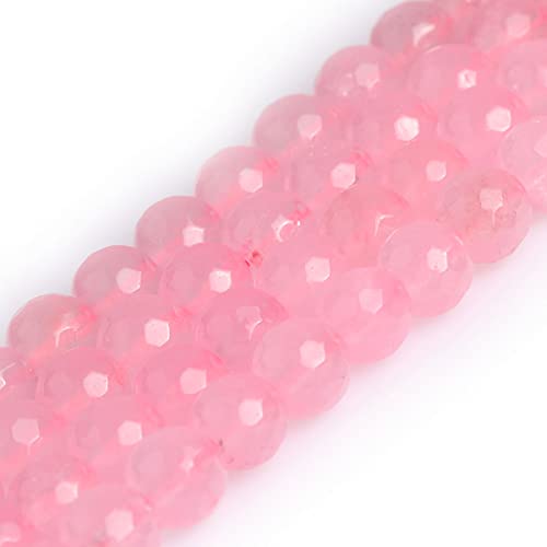 Gem-Inside 8 mm Rose Pink Jade natürlicher Edelstein facettiert runde Halbedelsteine lose Perlen für Schmuckherstellung 38,1 cm Strang von GEM-INSIDE CREATE YOUR OWN FASHION