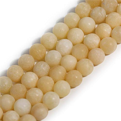 Gem Inside 8 mm gelbe Jade-Perlen, matt, unpoliert, Halbedelstein, runde Perlen für Schmuckherstellung, DIY, Handarbeit, 38,1 cm von GEM-INSIDE CREATE YOUR OWN FASHION