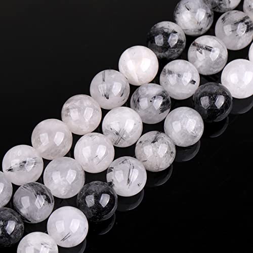 Gem Inside natürliche 10 mm schwarze Rutilquarz runde Halbedelsteine lose Perlen für Schmuckherstellung 38,1 cm von GEM-INSIDE CREATE YOUR OWN FASHION