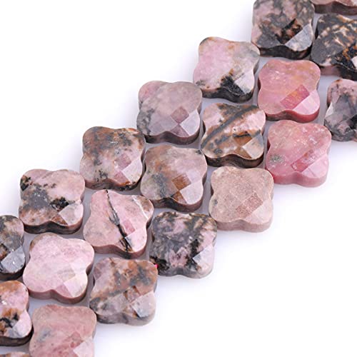 Gem-Inside natürliche 13 mm facettierte rosa Rhodonit Pflanze Kleeblatt Blume Stein Edelstein Halbedelsteine lose Perlen für Schmuckherstellung 38,1 cm (31 Stück/Strang) von GEM-INSIDE CREATE YOUR OWN FASHION
