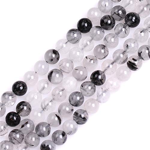 Gem Inside natürliche 6 mm schwarze Rutilquarz runde Halbedelsteine lose Perlen für Schmuckherstellung 38,1 cm von GEM-INSIDE CREATE YOUR OWN FASHION