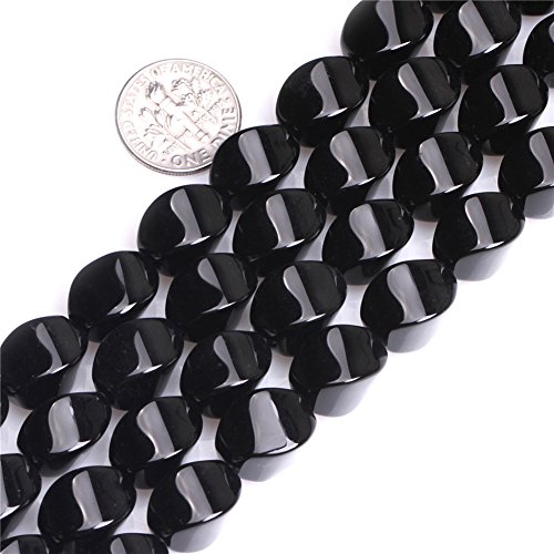 GEM-INSIDE CREATE YOUR OWN FASHION Natürliche Perlen aus schwarzem Achat, lose Perlen für Schmuckherstellung, 10 x 14 mm, 38,1 cm von GEM-INSIDE CREATE YOUR OWN FASHION