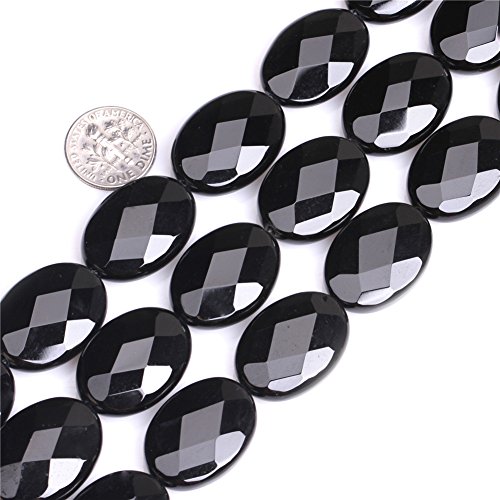 SHG Store 18 X 25 mm Oval Facettiert schwarz Achat Strand 38,1 cm Schmuckherstellung Perlen, schwarz, 18x25mm von GEM-INSIDE CREATE YOUR OWN FASHION