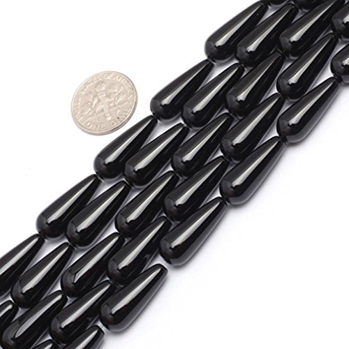 SHG Store 6 x 12 mm drop Edelstein schwarz Achat Perlen Strang 38,1 cm Schmuckherstellung Perlen, schwarz, 8x20mm von GEM-INSIDE CREATE YOUR OWN FASHION