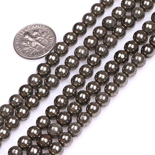 SHG Store 6mm Edelstein Silber Grau Pyrit Perlen Strang 15 Zoll Schmuckherstellung Perlen von GEM-INSIDE CREATE YOUR OWN FASHION