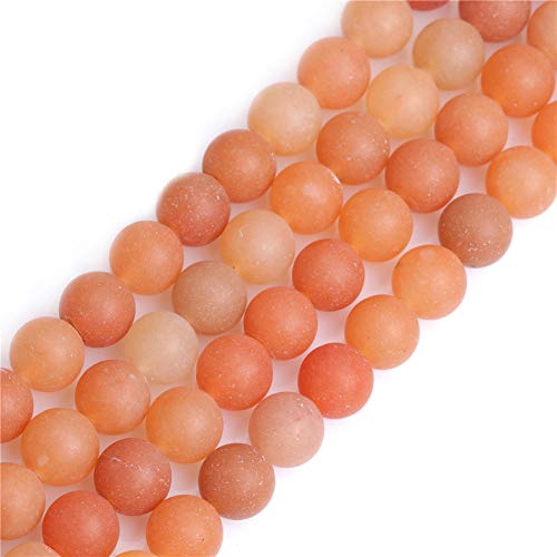 SHGbeads 10 mm Frost Matt Orange Rot Aventurin Jade Halbedelstein Runde Lose Perlen für Schmuckherstellung DIY Handarbeit Bastelbedarf 38,1 cm von GEM-INSIDE CREATE YOUR OWN FASHION