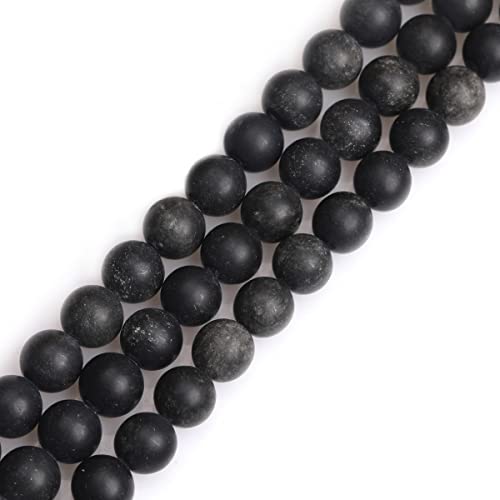 SHGbeads 10 mm mattschwarzer Obsidian-Jaspis, Halbedelstein, runde lose Perlen für Schmuckherstellung, Bastelbedarf, 38,1 cm von GEM-INSIDE CREATE YOUR OWN FASHION