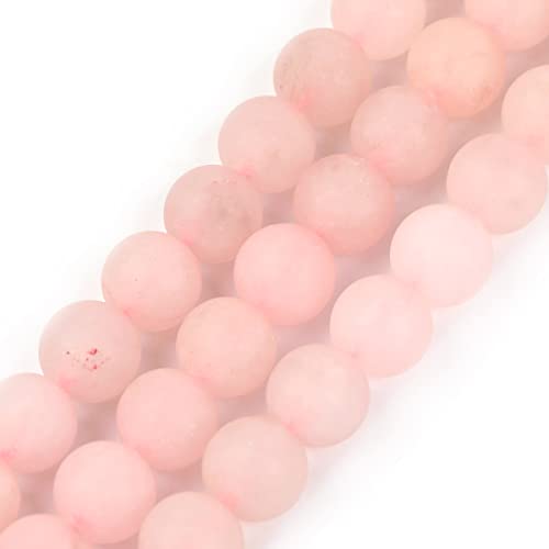 SHGbeads 12 mm mattierte rosa Rosenquarz-Kristalle, Halbedelstein, runde lose Perlen für Schmuckherstellung, Bastelbedarf, 38,1 cm von GEM-INSIDE CREATE YOUR OWN FASHION