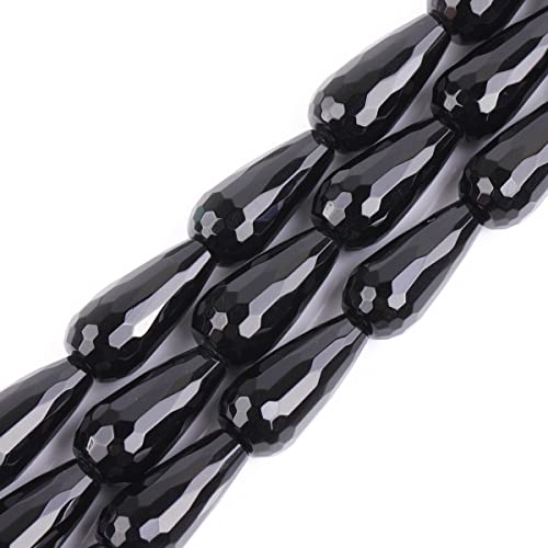 Sweet & Happy Girl'S Store 10x20mm Tropfen facettierte Edelstein Klasse AA schwarz Achat Perlen Strang 15 Zoll Schmuckherstellung Perlen von GEM-INSIDE CREATE YOUR OWN FASHION