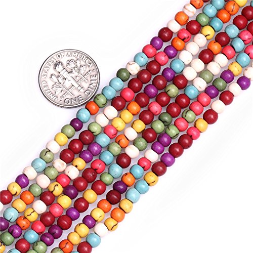 Sweet & Happy Girl'S Store 4mm runde Edelstein-Mixed-Farbe gefärbt Howlith Perlen Strang 15 Zoll Schmuckherstellung Perlen von GEM-INSIDE CREATE YOUR OWN FASHION