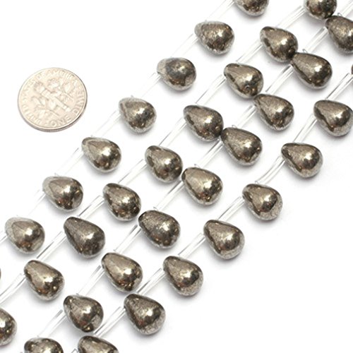 Sweet & Happy Girl'S Store 8x12mm Tropfen-Edelstein Silber Grau Pyrit Perlen Strang 15 Zoll Schmuckherstellung Perlen von GEM-INSIDE CREATE YOUR OWN FASHION