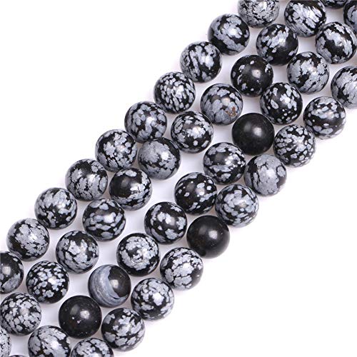 Sweet & Happy Girl's store 10mm Edelstein Schneeflocken-Obsidian Perlen Strang 15 Zoll Schmuckherstellung Perlen von GEM-INSIDE CREATE YOUR OWN FASHION