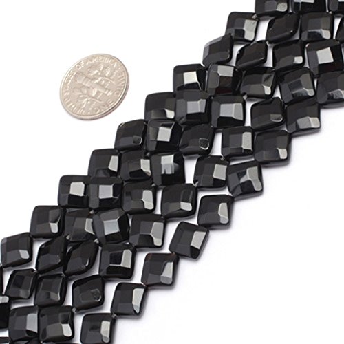 Sweet & Happy Girl's store8mm facettierte Edelstein-Platz Diagonal schwarz Achat Perlen Strang 15 Zoll Schmuckherstellung Perlen von GEM-INSIDE CREATE YOUR OWN FASHION