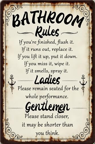 Funny Bathroom Rules Metall-Blechschild "Please Flush Stand Closer", humorvolle Warnung, schwarze Wanddekoration für Gäste-WC, Erwachsenenhaus, 30,5 x 20,3 cm Funny Bathroom Rules Metall-Blechschild "Please Flush Stand Closer", humorvolle Warnung, schwarze Wanddekoration für Gäste-WC, Erwachsenenhaus, 30,5 x 20,3 cm von GEMINOLOGY