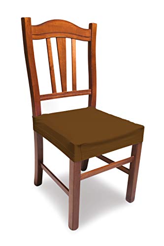 2-teiliges Set Stuhlhussen Magisch Farbe Braun Made in Italy aus elastischem Piqué Sitzfläche von GEMITEX