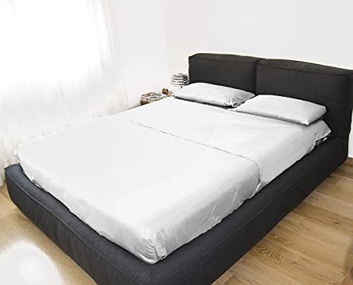 GEMITEX Bettwäsche-Set für Doppelbett, bügelfrei, Satin-Effekt, 100% Polyester-Mikrofaser, bestehend aus 2 Bettlaken und 2 Kissenbezügen, hergestellt in Italien. von GEMITEX