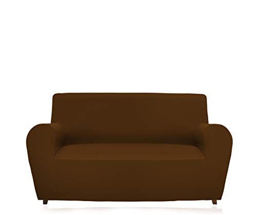 GEMITEX MAGICO Sofaüberwurf für 3-Sitzer aus einfarbigem und elastischem Stoff, Polyester, braun, COPRIDIVANO 3 POSTI Con SCHIENALE FINO A 240 cm von GEMITEX